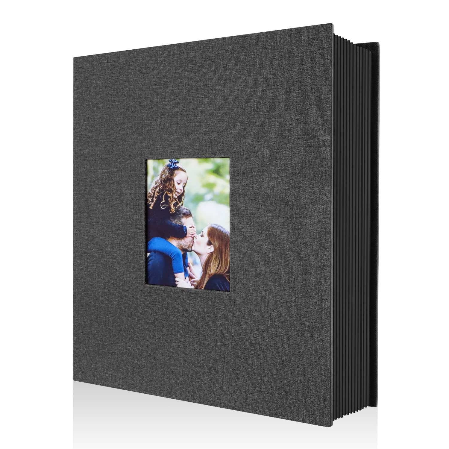 Benjia Photo Album 6x4 Slip in, Linen 400 Pockets Photo Albums Holds Portrait Only 10x15cm Picture Black