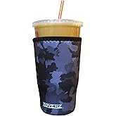 Koverz Iced Coffee Sleeve, Insulated Neoprene Cup Sleeve, Fits a 32 Oz. Coffee Cup, Washable and Reusable, Iced Coffee Accessories, Large Black Camo