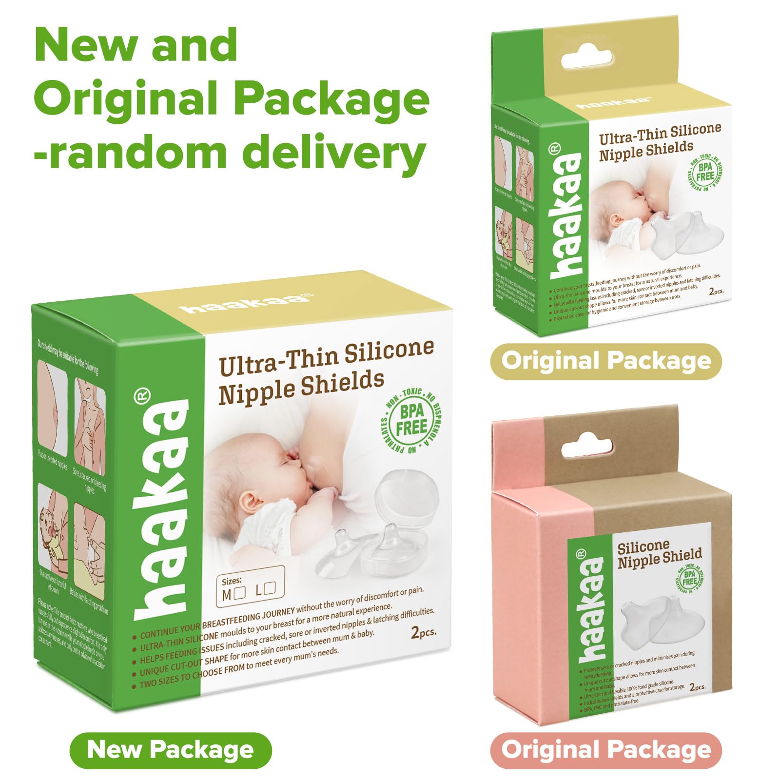 haakaa Nippleshield Silicone Nipple Shields for Breastfeeding with Carry Case Ultra-Thin Super-Soft (18mm, 2pk)