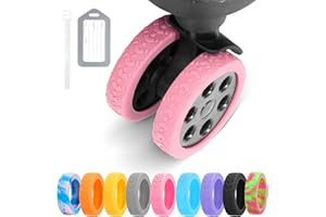 DIGIGRE Luggage Wheel Covers, 8 PCS Silicone Wheel Protector Covers for 2-2.6 inches 8-Spinner Wheels, Wear-Resistant, Anti-Noise Wheel Covers for Luggage, Suitcases or Office Chair Caster Wheels (Pink)