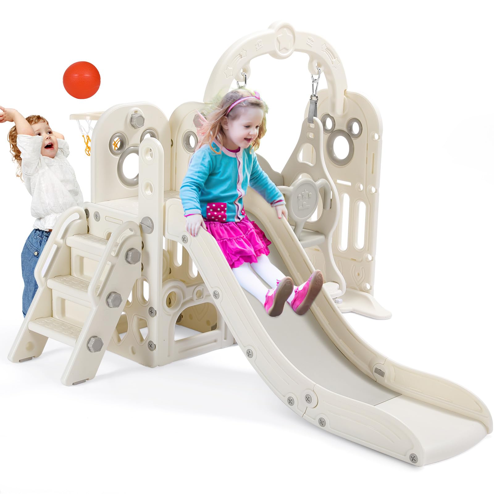 Arlopu Swing Slide for Kids, 6 in 1 Slide Climber