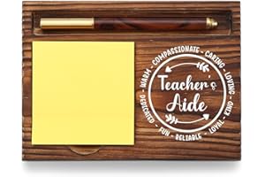 YODOCAMP Teacher Aide Sticky Note Holder, Teacher Assistant Appreciation Gift for Substitute Teacher, First Day of School Thank You Gifts for Teacher Aide Self-Stick Note Pad Holders Desk Organizer TZP17