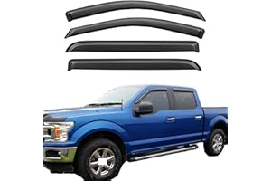 LIKDIKDIK Tape On Rain Guards Window Visors for Ford F150 SuperCrew 2004-2008,Lincoln Mark LT 2006-2008,Side Vent Rain Deflector for Car Windows,Weatherproof & Easy Installation,Car Accessories-4pcs