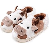 NZFUN Cow Slippers for Women and Men, Fluffy Cute Cozy Cartoon Fuzzy Cow House Slipper Womens Milky Cows Animal Preppy Funny Kawaii Pillow Cloud Fall Winter Bedroom Home Shoes for Indoor and Outdoor