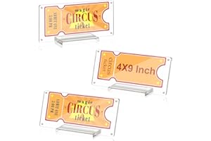 MSHUNKEJI 3 Pcs Acrylic Ticket Stub Holder with Base 4x9 Inch Clear Ticket Stub Display Ticket Stub Organizer Double-Sided Ticket Protector for Display and Protect Movie Concert Show Play Ticket