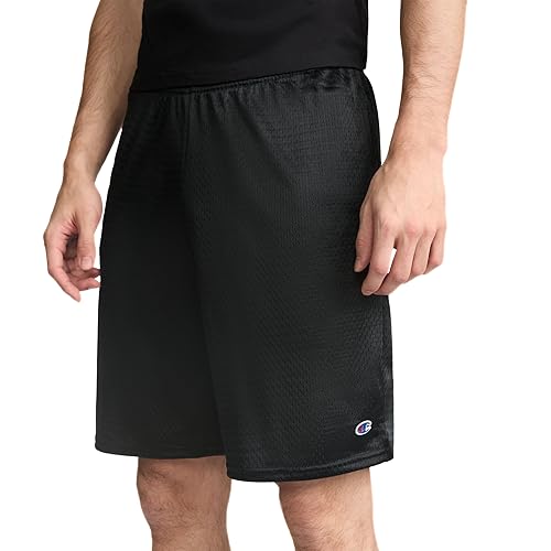 Champion Mens Shorts, Mesh Gym Lightweight For Big Tall)  Athletic-shorts, Black C Patch Logo, Small US