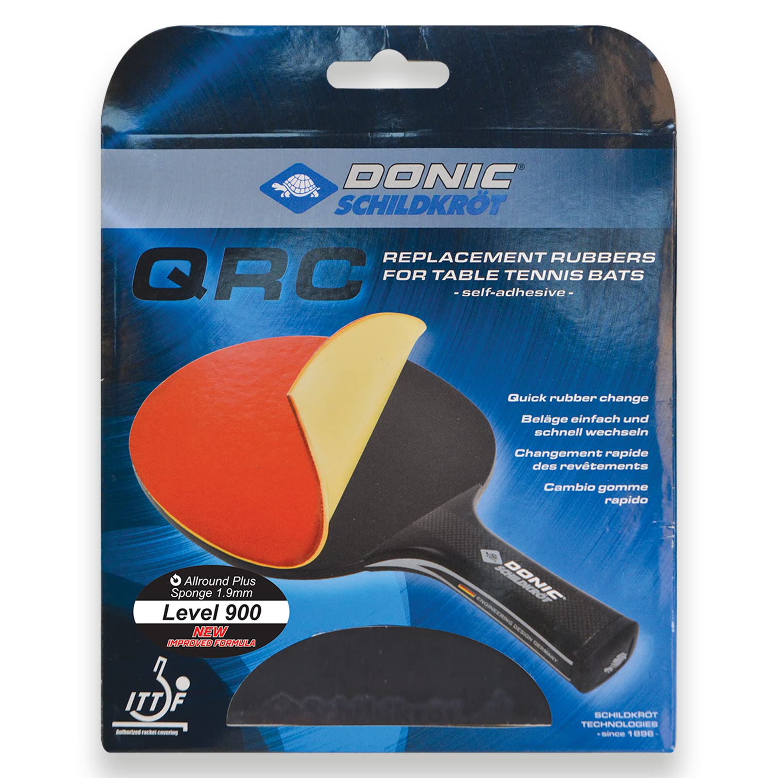 Donic-Schildkröt Replacement Pad QRC Level 900 for Table Tennis Bats, 1.9 mm Sponge, Champion Pad, Approved by ITTF, 752575
