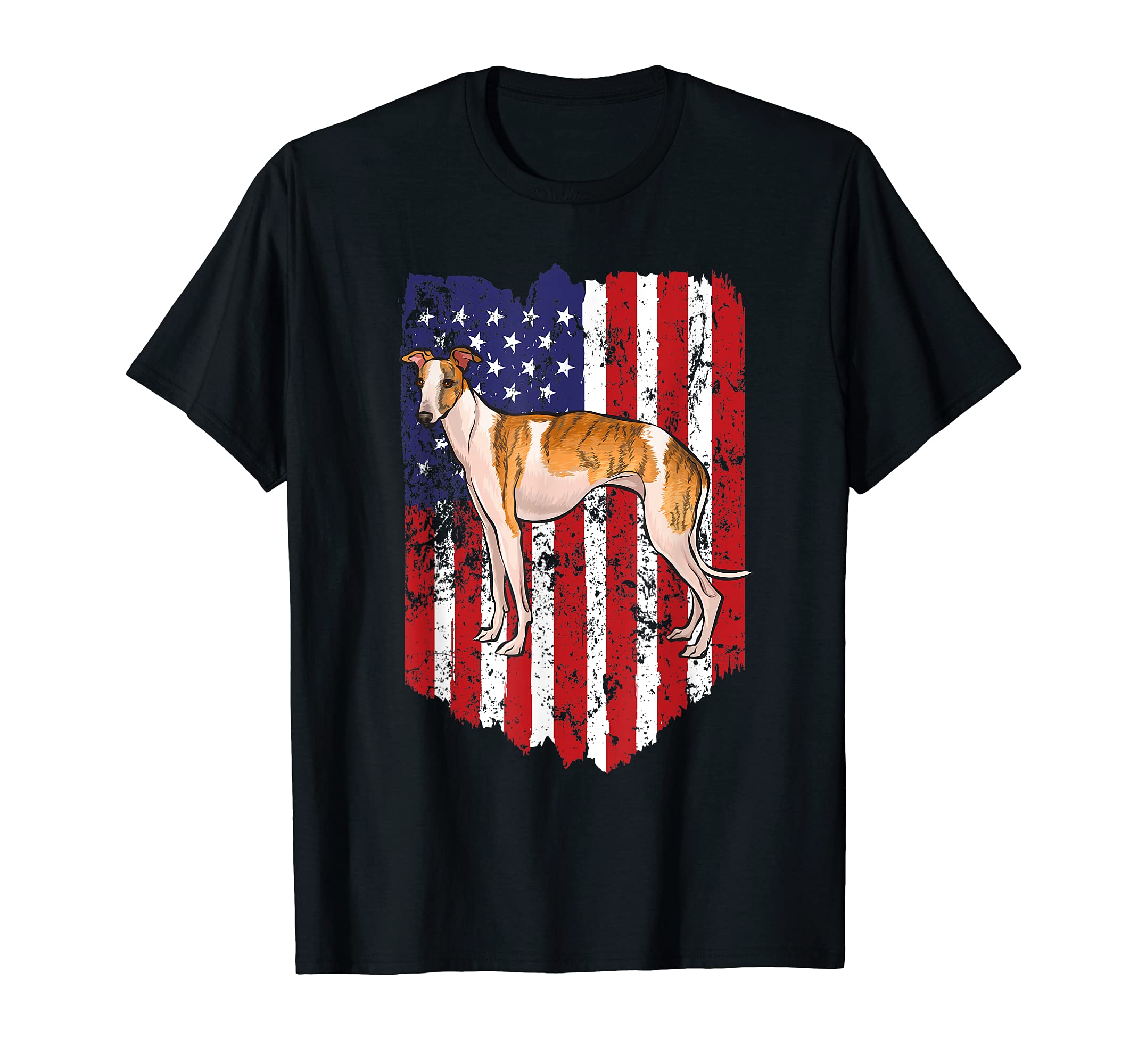 American Flag Whippet 4th Of July USA T-Shirt