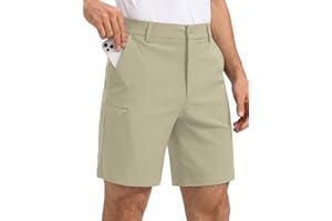 TUREFACE Men's 7 Inch Golf Shorts with Pockets Lightweight Wrinkle Resistant Quick Dry Flat Front Shorts with Belt Loops