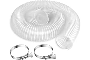 LOSTRONAUT 2.5 Inch x 5 Feet Dust Collection Hose - Flexible Clear PVC Contractor Grade Puncture Resistant Dust Debris Fume Hoses - Coated Wire Helix Reinforced - Includes Clamps