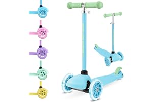 BOLDCUBE Teeny | 3 Wheel Mint Scooter for Kids & Toddlers Ages 3-6 Years | Flashing Wheels | Height Adjustable 53 to 70 cm | 