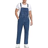 UMESOUL Men's Denim Bib Overalls Slim Fit Stretchy Fashion Jean Jumpsuit with Pockets