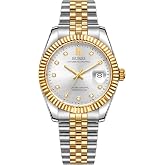 BUREI Men's Luxury Automatic Watch Fashion Waterproof Mechanical Watch, Adjustable Stainless Steel Two Tone Strap,Gift for Men