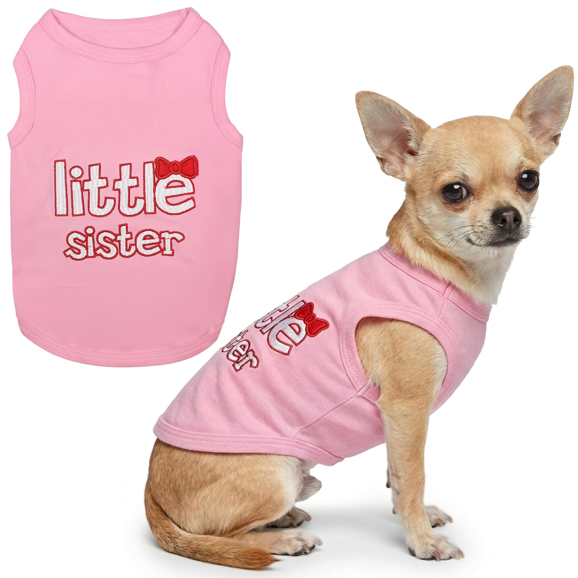 Parisian Pet Dog Cat Clothes Tee Shirts Little Sister, S