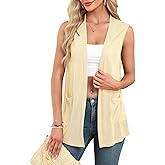 Veryoung Summer Vest for Women Lightweight Fashion Casual Soft Knit Sleeveless Cardigan Curved Hem with Cozy Pockets (S-3XL)