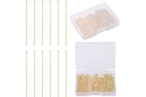 DADIFEN 150 Pcs 18k Brass Gold Flat Head Pins 30mm 35mm 40mm Head Pins 21 Gauge Head Pins for Jewelry Making DIY Crafts Earring Bracelet Necklace