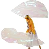 MUNAFIE Large Worship Flags for Dance Church, 74 x 55 Inch Semicircle Praise Dance Flags with Flexible Telescopic Rods and Carrying Bag, 2 Pack, Transparent