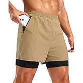 Pudolla Men's 7" Running Shorts with Zipper Pockets Quick Dry 2 in 1 Workout Gym Shorts with Liner for Tennis Yoga Training