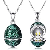 AXELUNA Fox Necklace Sterling Silver Easter Egg Necklace Fox Pendant Animal Jewelry Gifts for Women Girls Birthday Graduation Gift