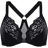 DELIMIRA Women's Front Closure Plus Size Full Coverage Lace Underwire Racerback Bra