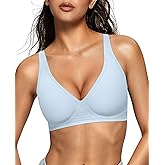 OEAK Womens Deep V Bras Wireless Comfortable Bra Supportive No Underwire Bras Tshirt Push Up Bralettes Plunge Seamless Bra