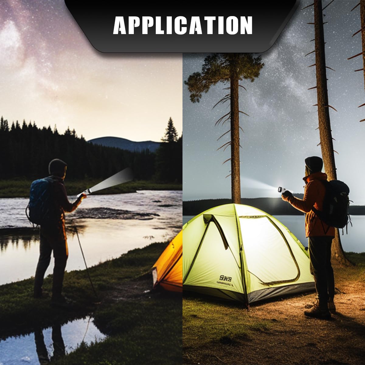 WELESHEI 5 in 1 Camp Lamp Emergency Flashlight Outdoor Water Sensor Survival Gear and Supplies Tent Light Camping Essentials for Hurricane,Hiking,Outdoor Walking, Emergency,Storms and Outages Lamp