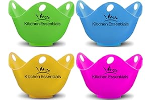 Egg Poacher Cups (4 Pack) With Base Ring for Air Fryer, Pot, Microwave – Premium-Grade Silicone Egg Poachers – BPA-Free Easy-