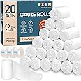 AZEN 20 Pack Gauze Rolls Bandages, 2 in x 4.1 Yards, Premium Medical Supplies & First Aid Supplies, Bandage Wrap Vet Wrap