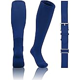 QBK 2T/3T/4T/5T Toddler Baseball Socks And Belt Youth Softball Tee Ball Combo Set for Boy Girl (1 Pairs of Socks & 1 Belt)