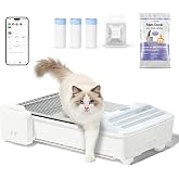 Robotail Open-Top Self Cleaning Litter Box, 2026 Upgraded Extra Large Automatic Cat Litter Box for Multiple Cats, Safety Sensors/App Control/Odor Control/Easy Clean - Includes 5 lbs Premium Cat Litter