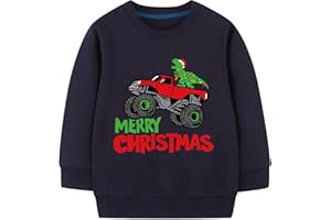 Sineeko Boys Girls Christmas Sweatshirt Long Sleeve Kids Xmas Toddler Tops Santa Elk Dinosaur Pullover for 3-8T