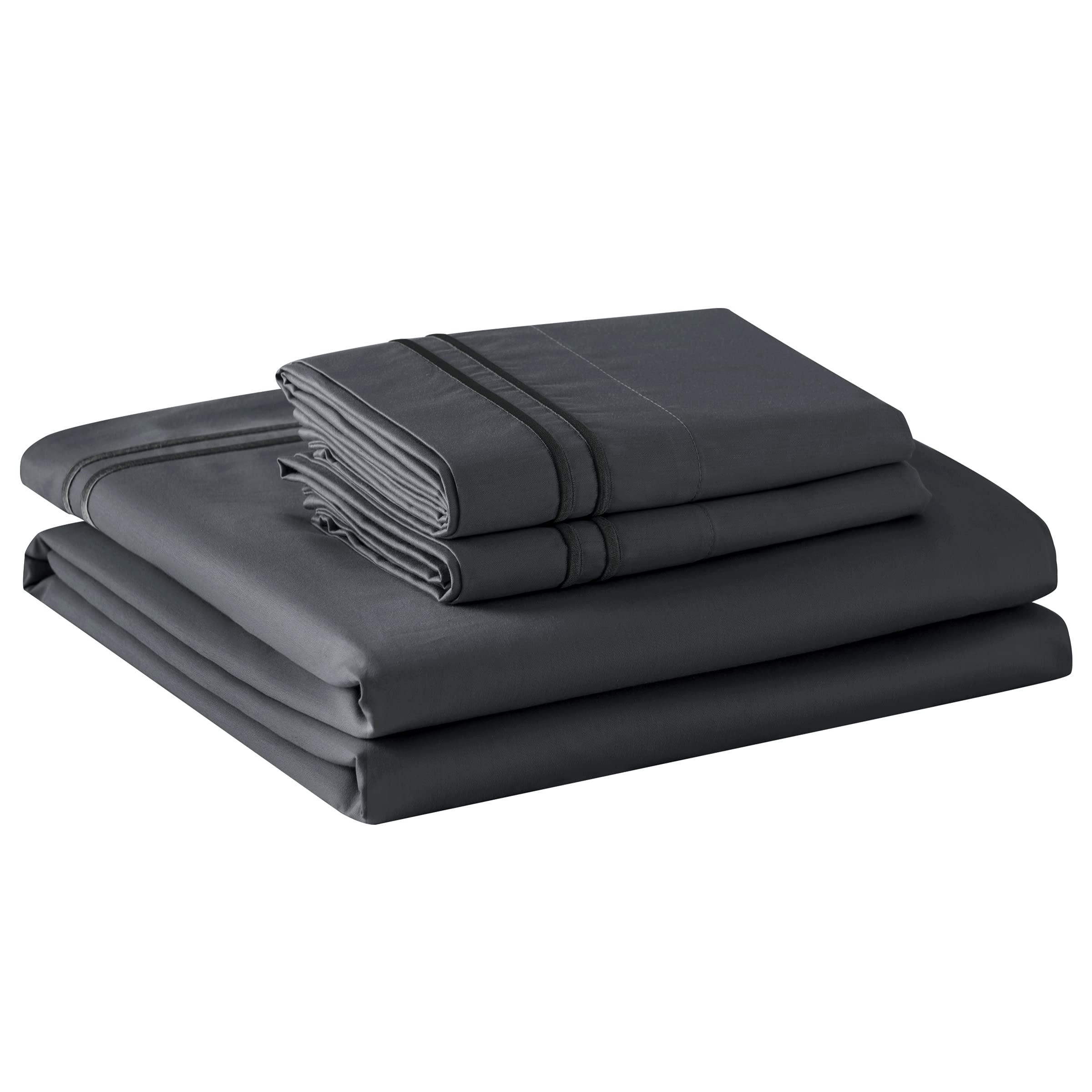 TOYABR Duvet Cover Set 3 Piece Bedding-60% cotton and 40% Tencel-2 Pillowcases +1 Duvet Cover-breathability & lightness（Grey,260x220cm,50x75x2cm）