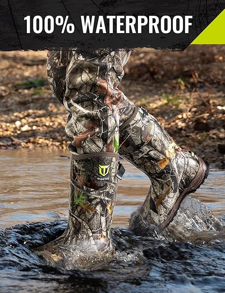 TIDEWE RUBBER HUNTING BOOTS WITH 800G INSULATION, WATERPROOF INSULATED NEXT CAMO G2 WARM RUBBER BOOTS WITH 7MM NEOPRENE, STURDY OUTDOOR HUNTING BOOTS FOR MEN (SIZE 10)