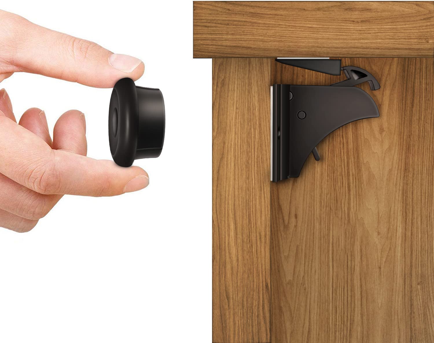 Dokon Child Safety Magnetic Cupboard Locks (10 Locks + 2 Keys), 30 Second Easy Install, No Tools Or Screws Needed, Baby Safety Locks for Cabinets and Drawers - Black