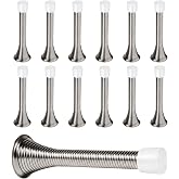 KISEER 12 Pack Spring Door Stops 3 1/4 Inch Flexible Heavy Duty Spring Door Stopper with RustProof Screw Rubber Bumper Tips (Satin Nickel)