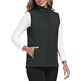MoFiz Women's Fleece Lined Softshell Vest Windproof Lightweight Insulated Sleeveless Jacket Full Zip Running Vest
