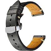 Leather Watch Bands, Soft Top-Grain Calfskin Watch Straps - Butterfly Clasp | REZERO Classic Watch Bands Replacement | Quick-Release | Oil-Waxed | 316L Stainless Steel Hardware | 18/19/20/21/22/23/24mm