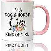 Foyoulame Dog Horse Lover Gifts For Women Coffee Mugs, Equestrian Gifts Coffee Tea Cup Gifts For Women Christmas, Gifts For Horse Dog Lover, I'm A Dog And Horse Kind Of Girl Ceramic Coffee Mug 11oz