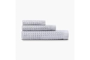 ONSEN Bath Towel Set - Waffle Weave - 3 Piece Bathroom Towel Set - 100% Supima Cotton - Ultra Soft - Quick Drying - Bath Towel (31" x 57"), Hand Towel (16" x 30") & Face Towel (12" x 12") - White