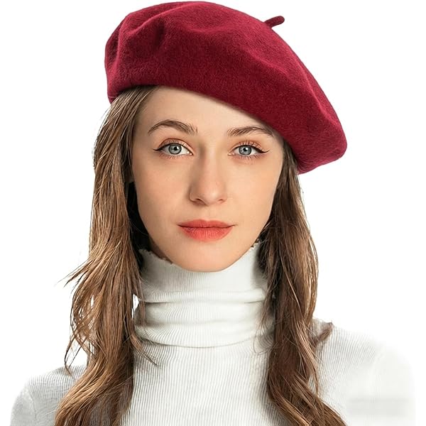 4892 Wool French Beret Hat 4 Pcs Artist Red Barrette Jolbndcv Wool French Beret Hat 4 Pcs Artist Hat Red Barrette  main image 4