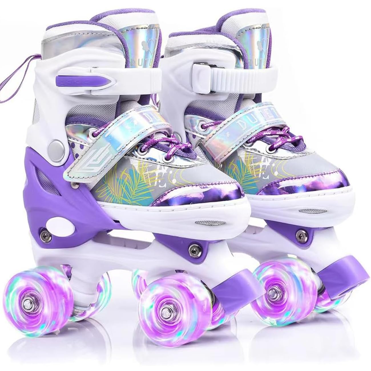 ERNAN Roller skates kids Roller boots,8 Light up Wheels and 4 Sizes Adjustable.Rollerskates for Kids Beginners, Suitable for Indoor Outdoor (Deep purple, S)