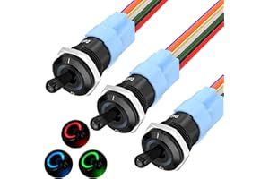 DaierTek 12V Waterproof Lighted Toggle Switch 12V 20A Heavy Duty Metal Toggle Switch 16MM RGB LED Marine Toggle Illuminated f