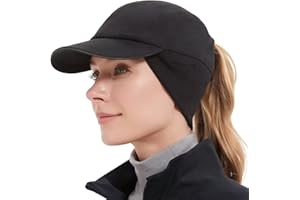 GADIEMKENSD Women's Winter Reflective Fleece Ponytail Hat with Drop Down Ear Warmer