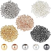 Beebeecraft 1 Box 1000Pcs Brass Round Spacer Beads Real 14K Gold Plated Metal Seamless Smooth 3mm Small Round Ball Beads for Jewelry Making Bracelets Earrings Necklaces DIY Crafts