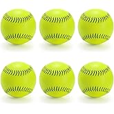Tebery 6 Pack 12 Inch Sports Fastpitch Softballs Official Size and Weight, Unmarked & Leather Covered Training Ball for Games, Practice and Training