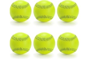 Tebery 6 Pack 12 Inch Sports Fastpitch Softballs Official Size and Weight, Unmarked & Leather Covered Training Ball for Games, Practice and Training