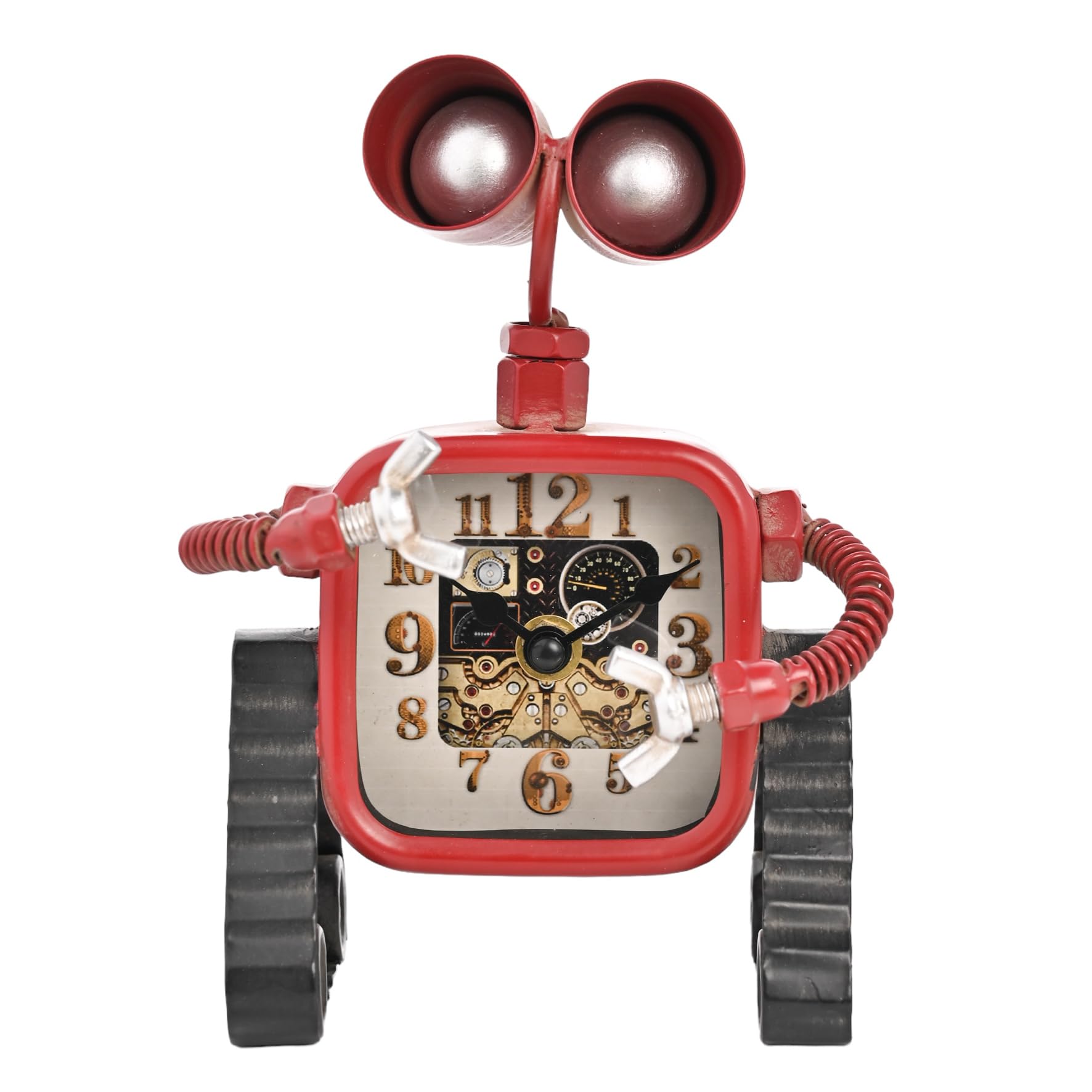 Widdop and Co - Hometime - Vintage Red Robot Mantel Clock - Novelty Time Piece For Home, Garage or Office Decor - Gifting & Homeware Present - Vintage Aesthetic Home Decor.