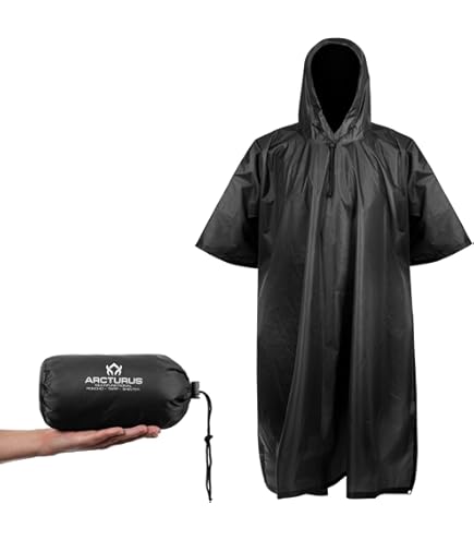Poncho imperméable de style militaire RipStop pour la pluie Noir - www