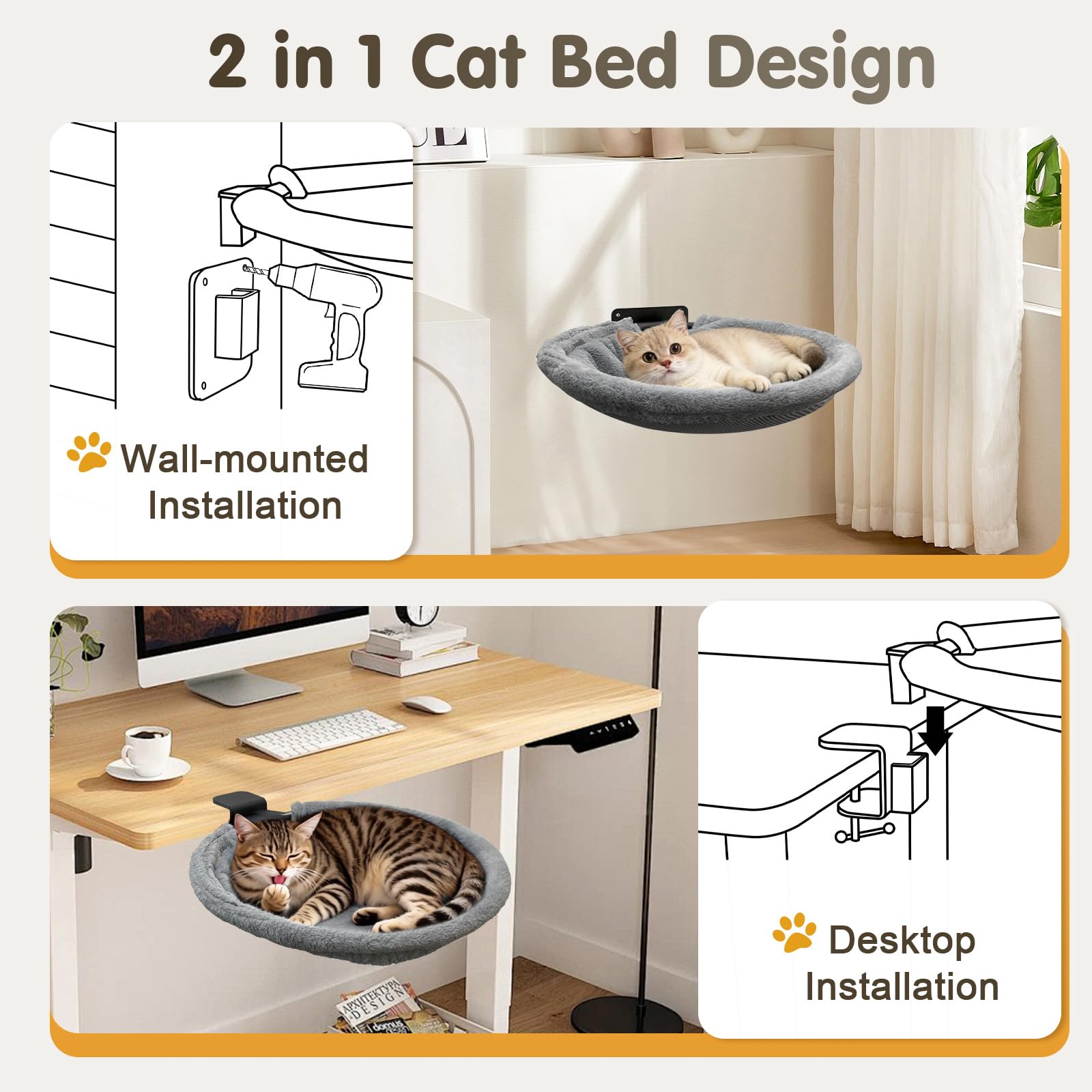 Condition photo showing As Is for crazydeer 17.3" extra large cat desk bed, 2 in 1 comfy & space-saving cats bed for desk, cat desk ha