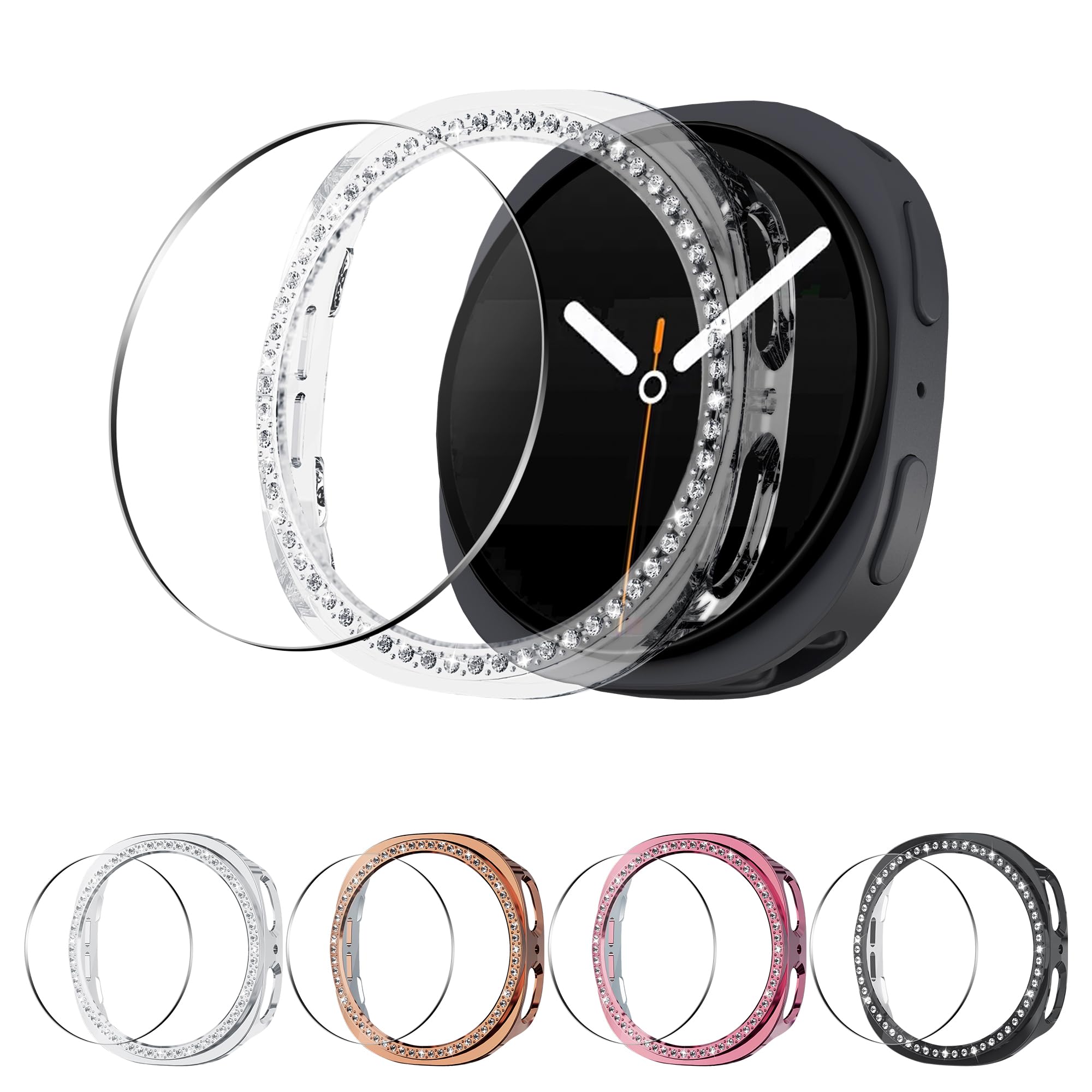 Photo 1 of Seltureone 5+5 Pack Bling Case for Samsung Galaxy Watch 8 40mm Screen Protector, Hard PC Bumper Cover with Tempered Glass, All-around Shiny Rhinestone Case for Samsung Watch 8 40mm Only